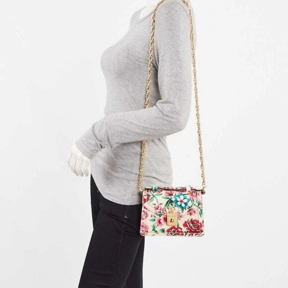 Gucci Multicolor Brit Roses Print Leather Ophidia Mini Square Shoulder Bag - Picture 2 of 10